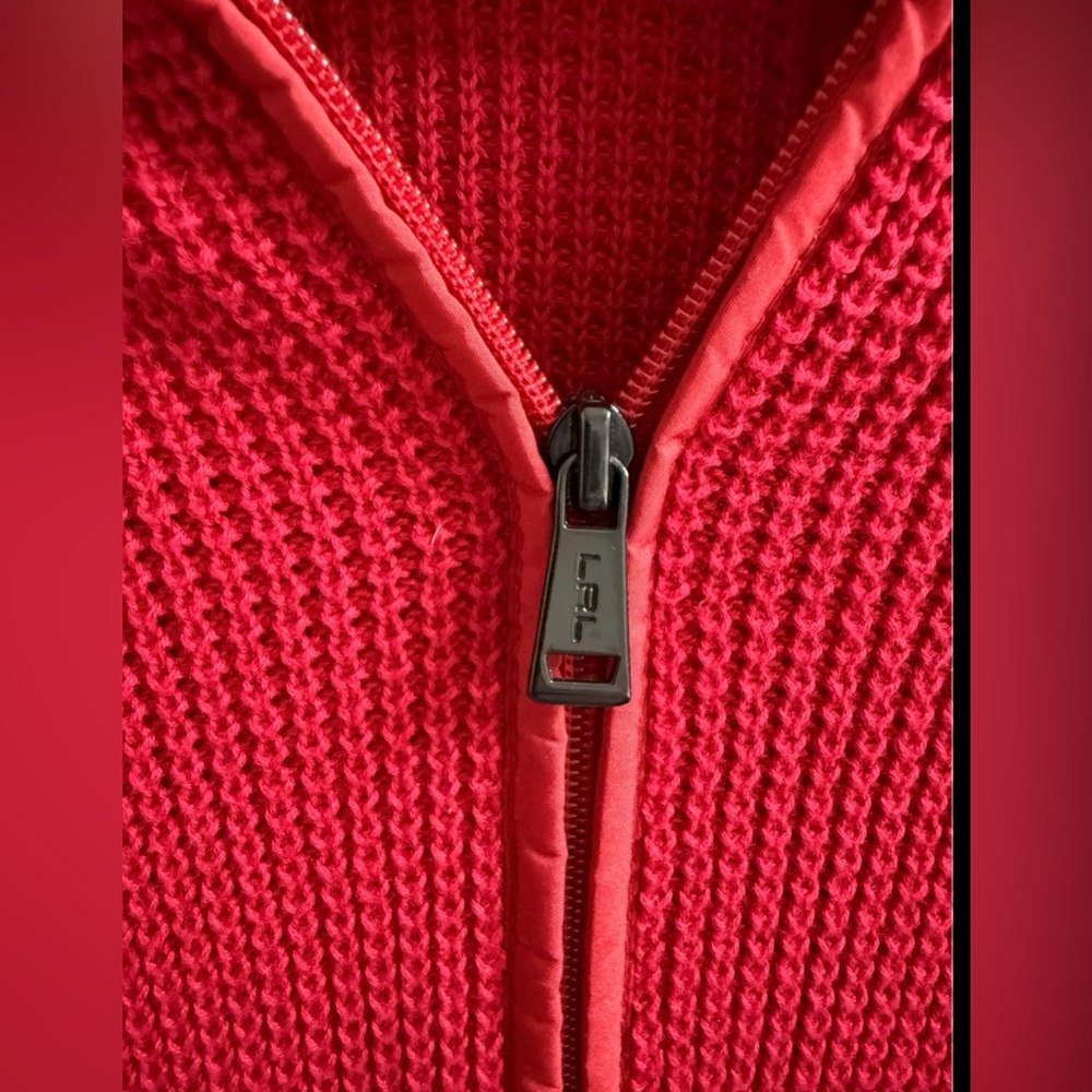 VINTAGE L-RL LAUREN ACTIVE RALPH LAUREN RED KNIT FULL ZIP MOCK NECK SWEATER SZ:L - Picture 4 of 10